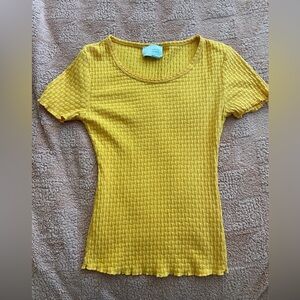 Saturday Sunday by Anthropologie Golden Knit Scoop Neck Top Size XS